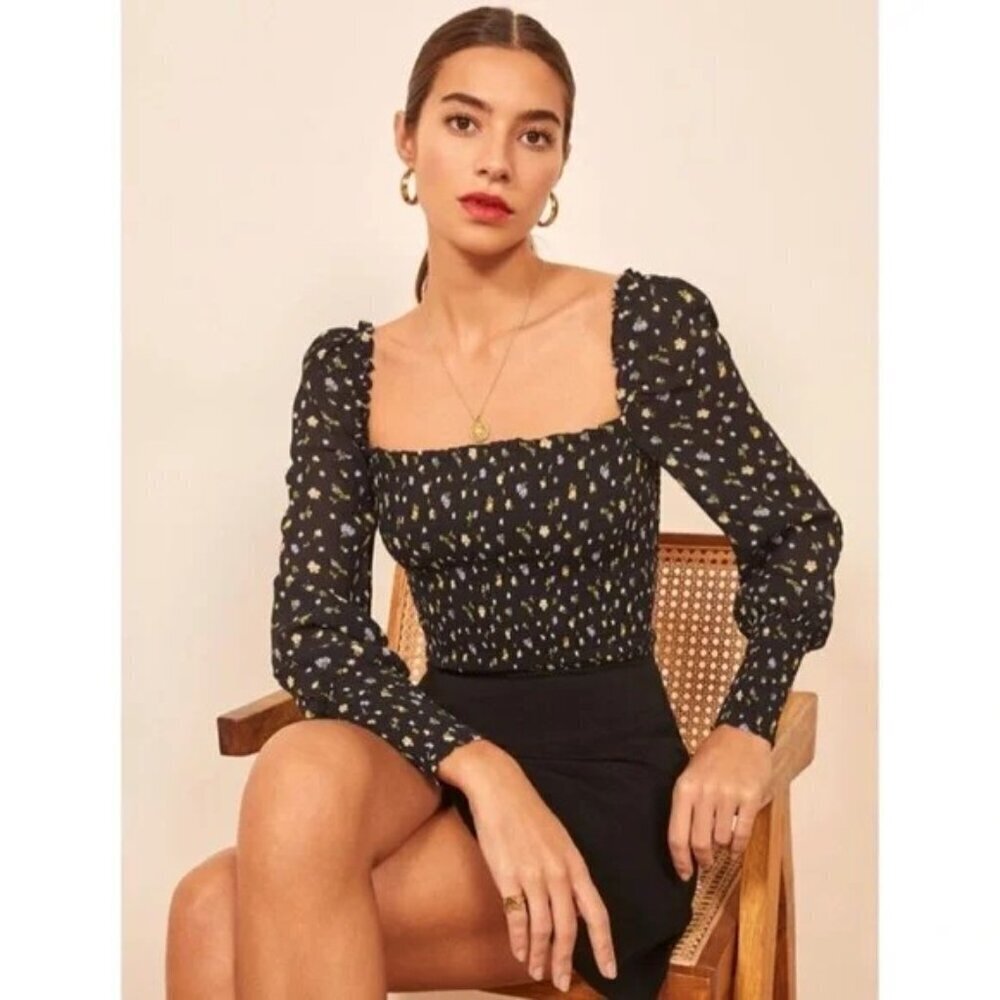 💕REFORMATION💕 Pinto Top ~ Posie Black Floral Print Medium